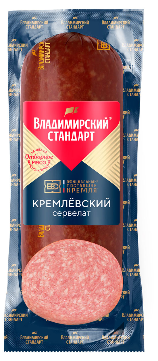 

Колбаса варено-копченая Владимирский стандарт Сервелат Кремлевский, 350 г
