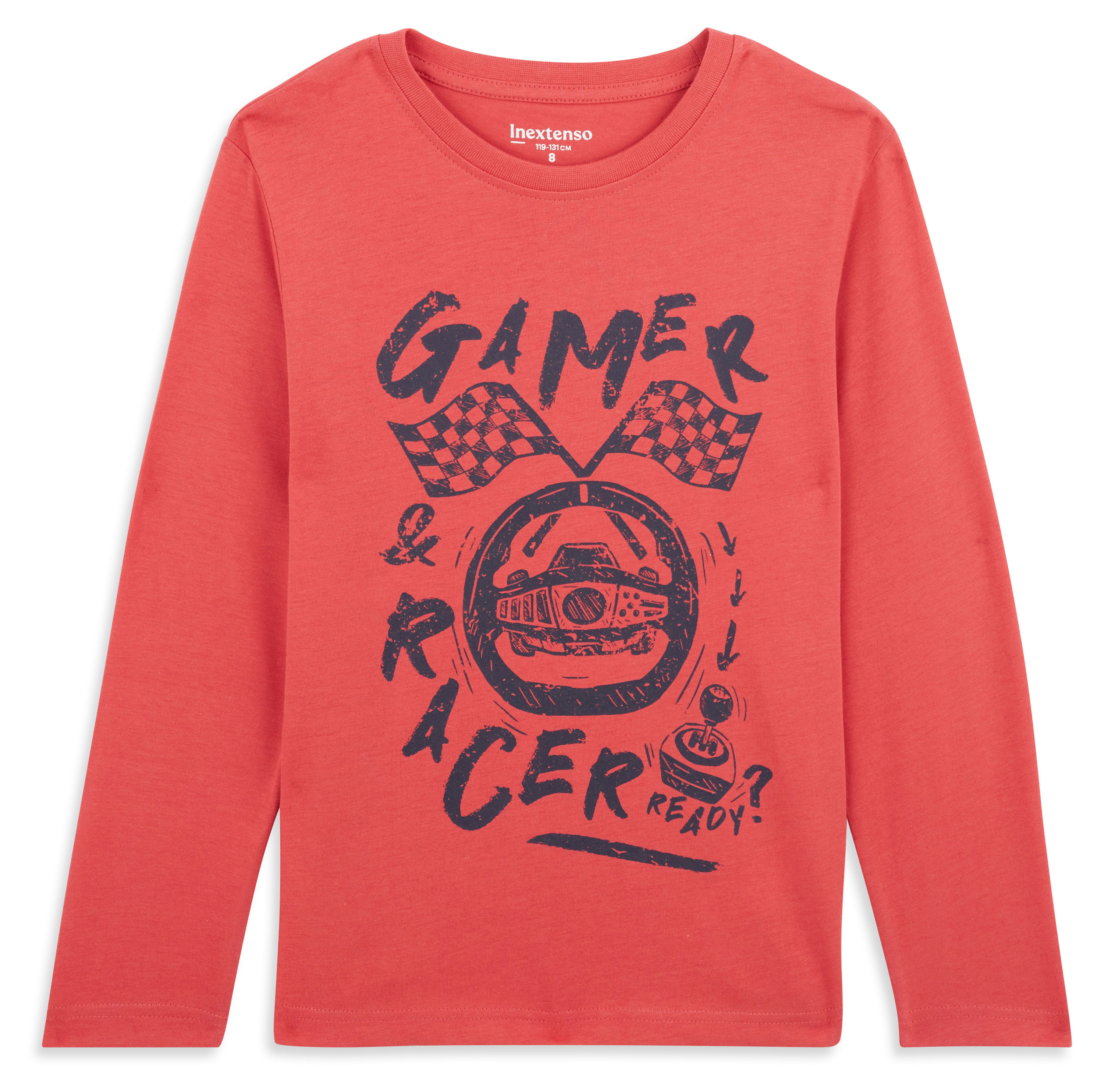 

Футболка для мальчика InExtenso Gamer Racer с длинным рукавом красная, р 3-14