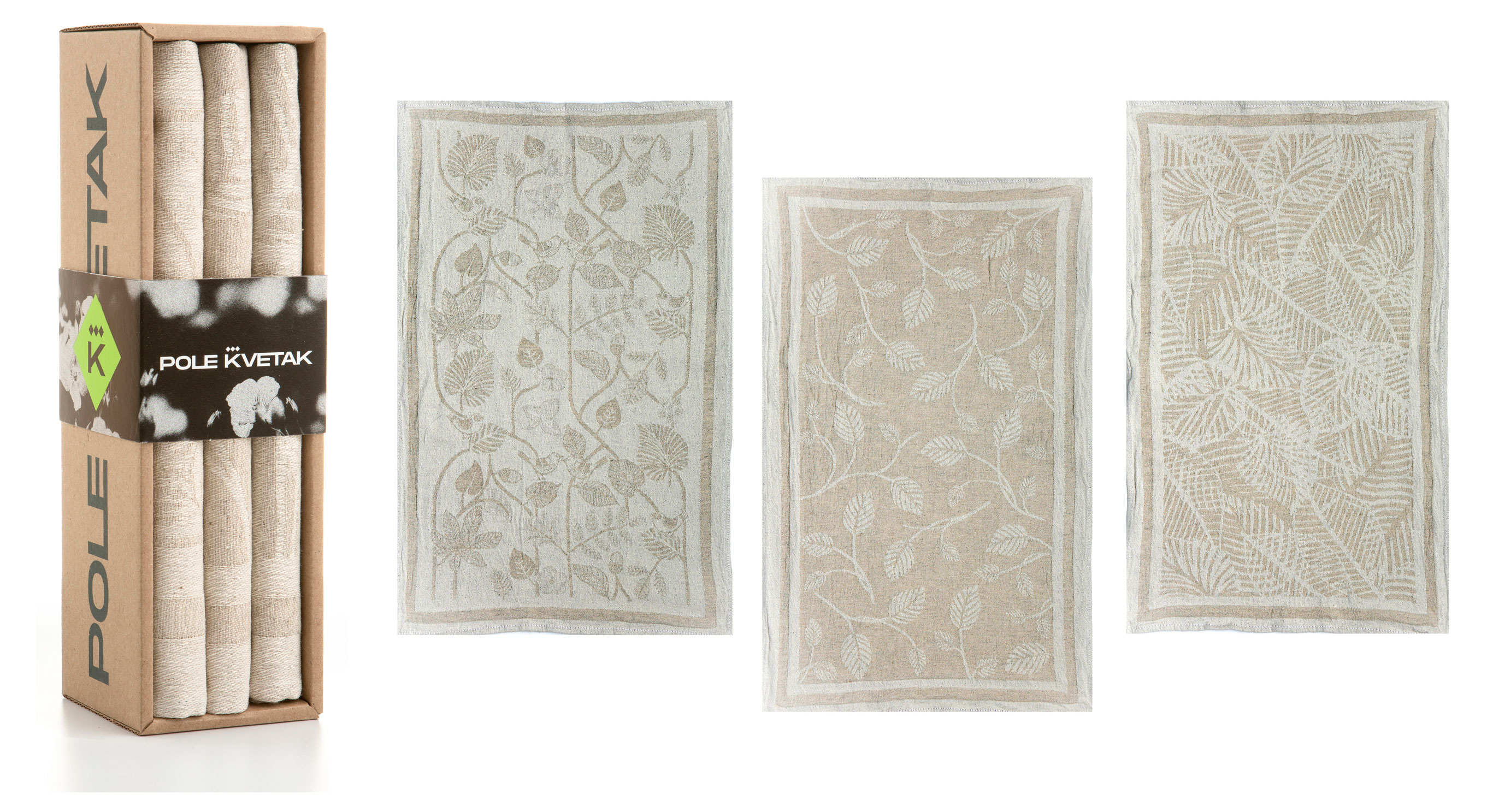 Изображение товара Полотенца кухонные Pole Kvetak Листья полульняные 47x70 см