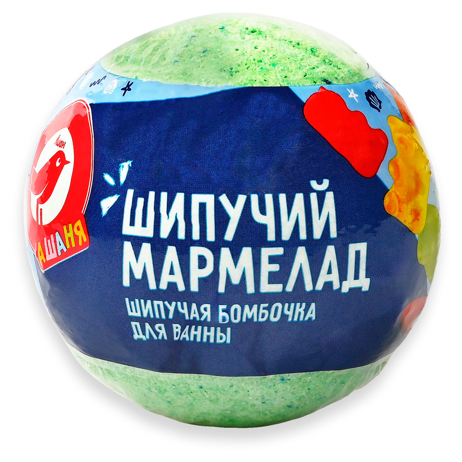 Изображение товара Бомбочка для ванны АШАН Красная птица Kids 115 г в ассортименте Новогодние ароматы