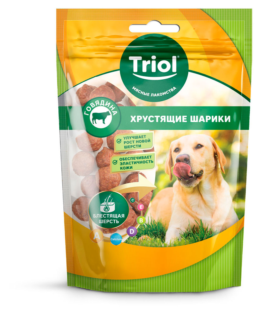 

Лакомство для собак Triol Хрустящие шарики из говядины, 70 г
