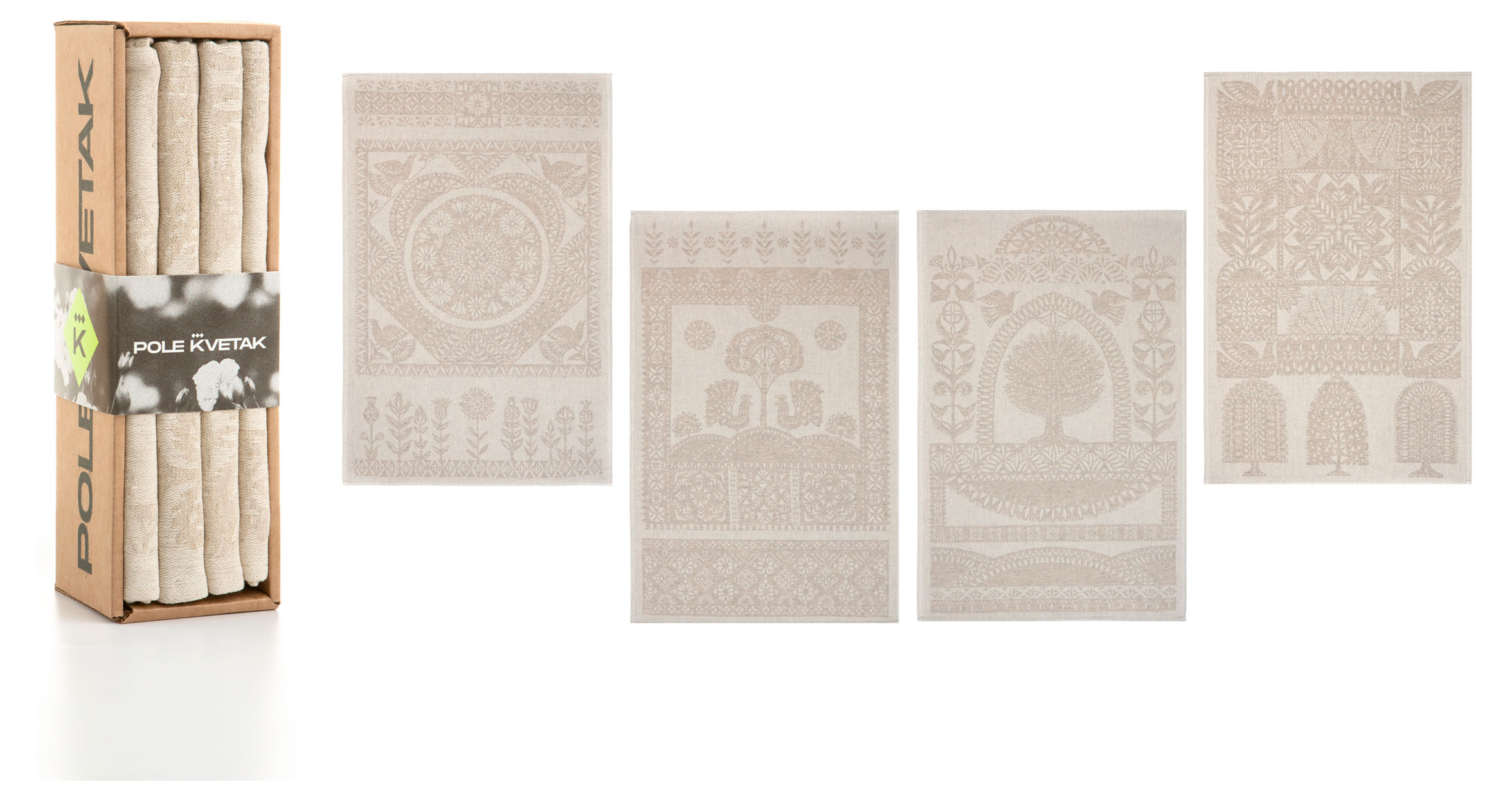 

Набор кухонных полотенец Pole Kvetak Беларускі Лен Павлинка полульняные 47x70 см Беларусь, 4 шт