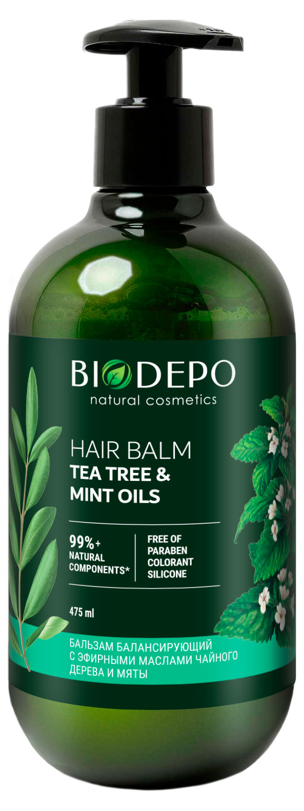 Изображение товара Бальзам питательный для волос Biodepo с маслами чайного дерева и мяты, 475 мл