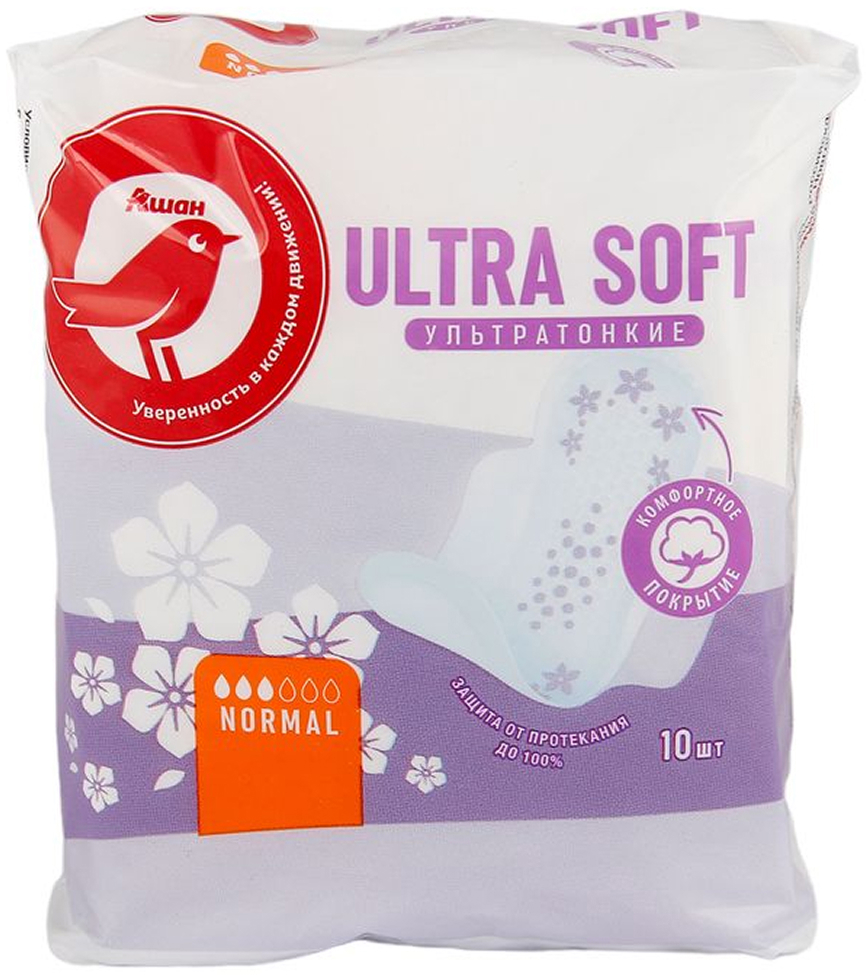 

Прокладки гигиенические АШАН Красная птица Ультра Нормал Софт, 10 шт