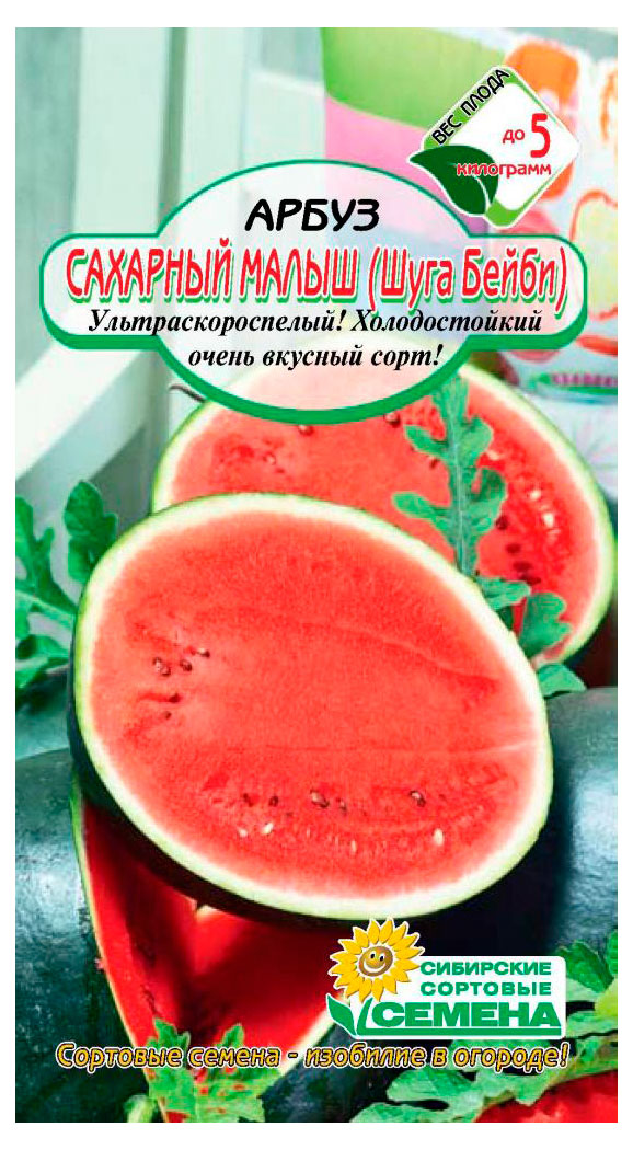 

Семена Сибирские сортовые семена Арбуз Шуга бейби, 10 шт