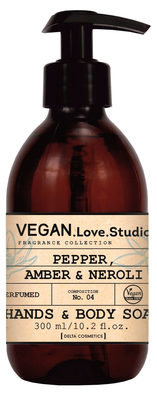 

Мыло жидкое парфюмированное для рук Vegan Love Studio Черный перец амбра нероли, 300 мл