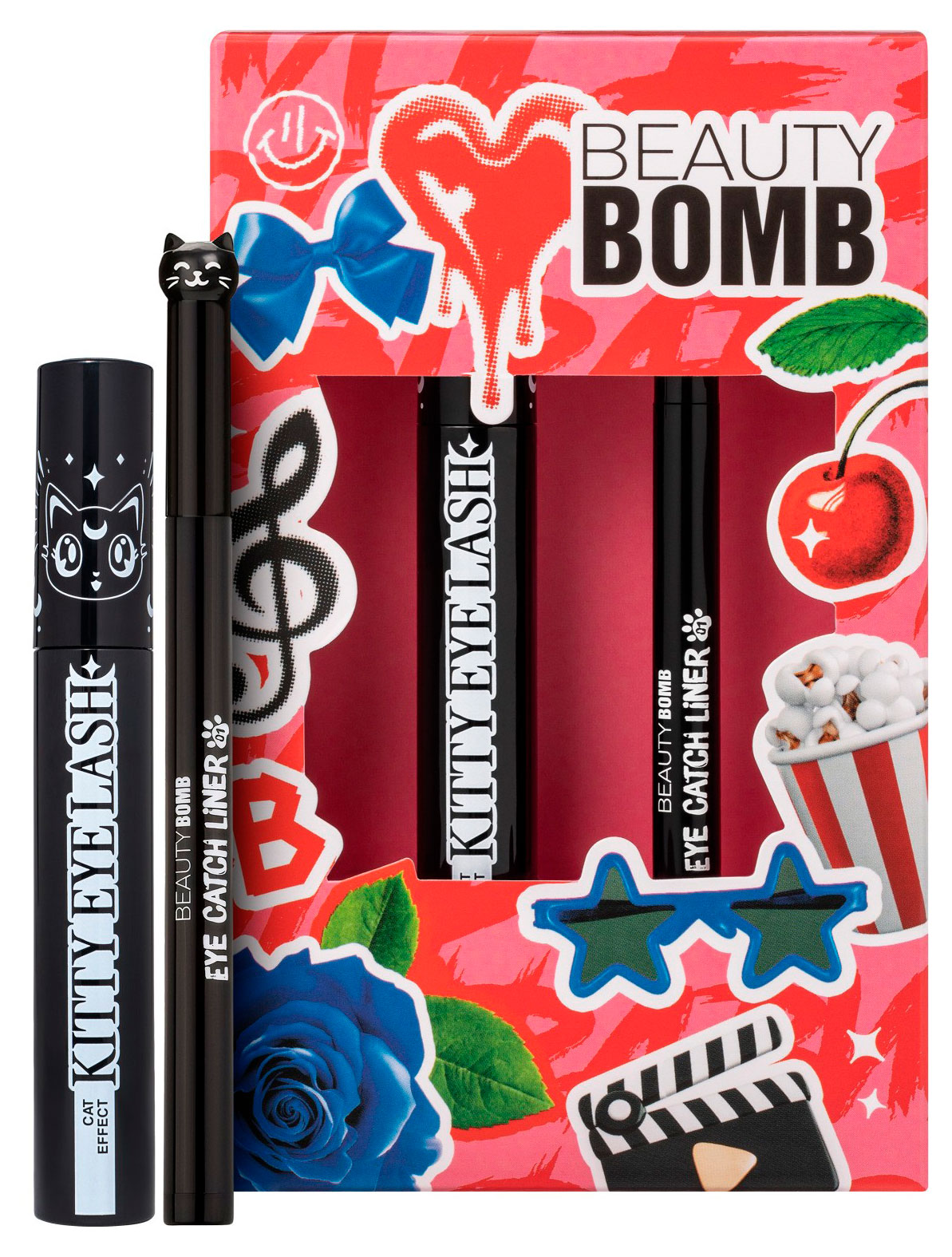 

Подарочный набор Beauty Bomb тушь для ресниц Kitty Eye Lash + подводка-фломастер Eye Catch liner Италия
