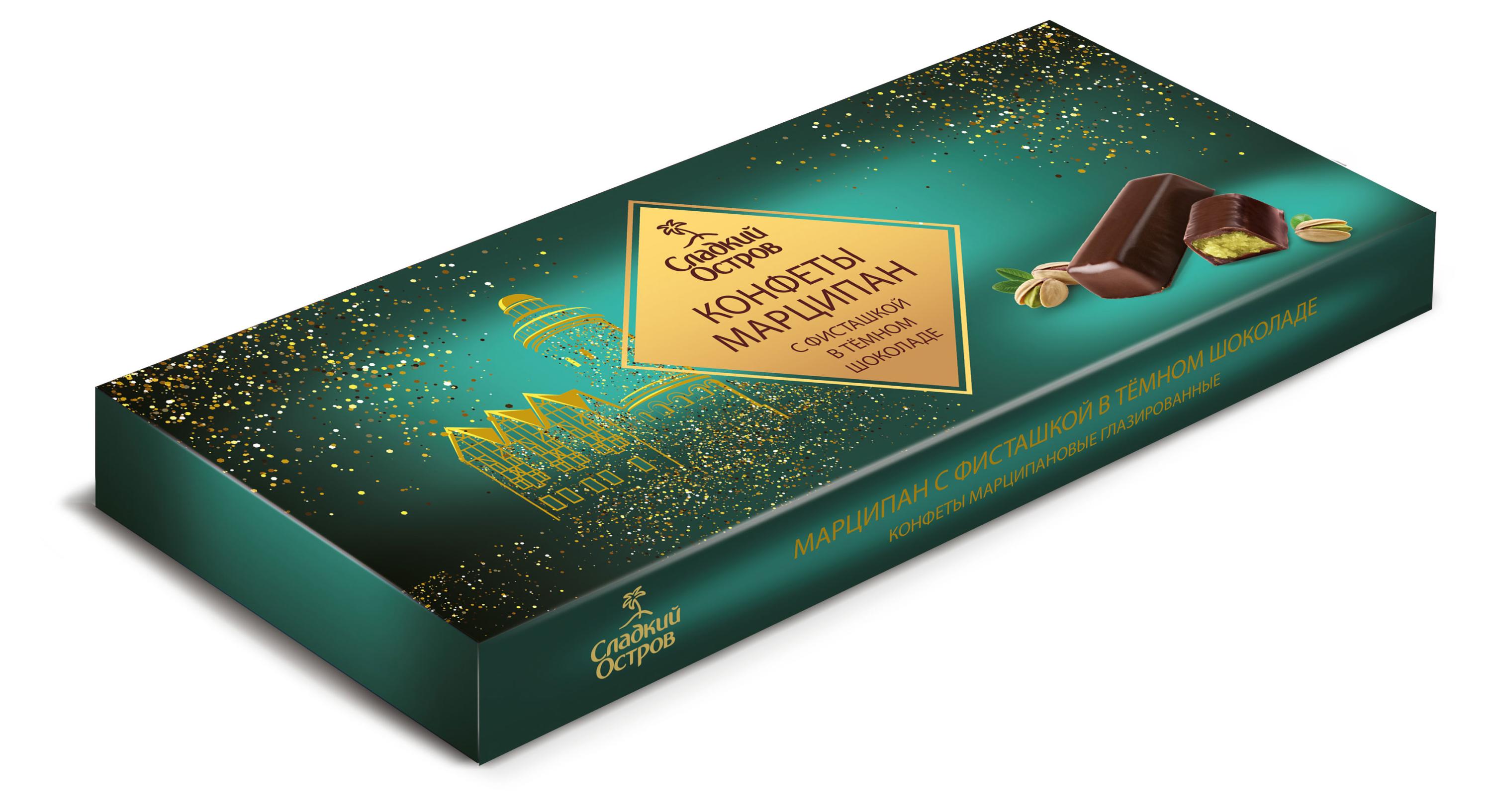 

Марципан Сладкий остров с фисташкой в темном шоколаде, 85 г