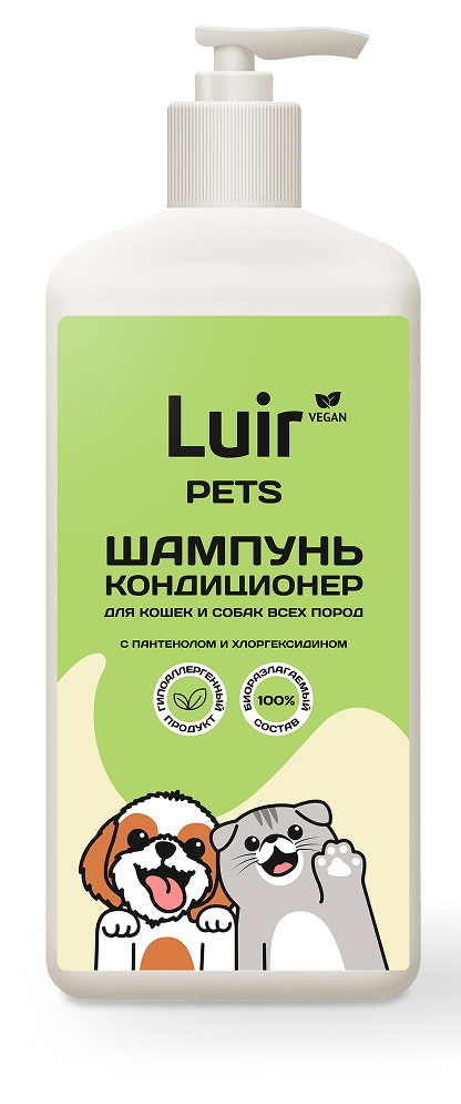 

Шампунь-кондиционер для кошек и собак Luir Pet с пантенолом и хлоргексидином, 1 л
