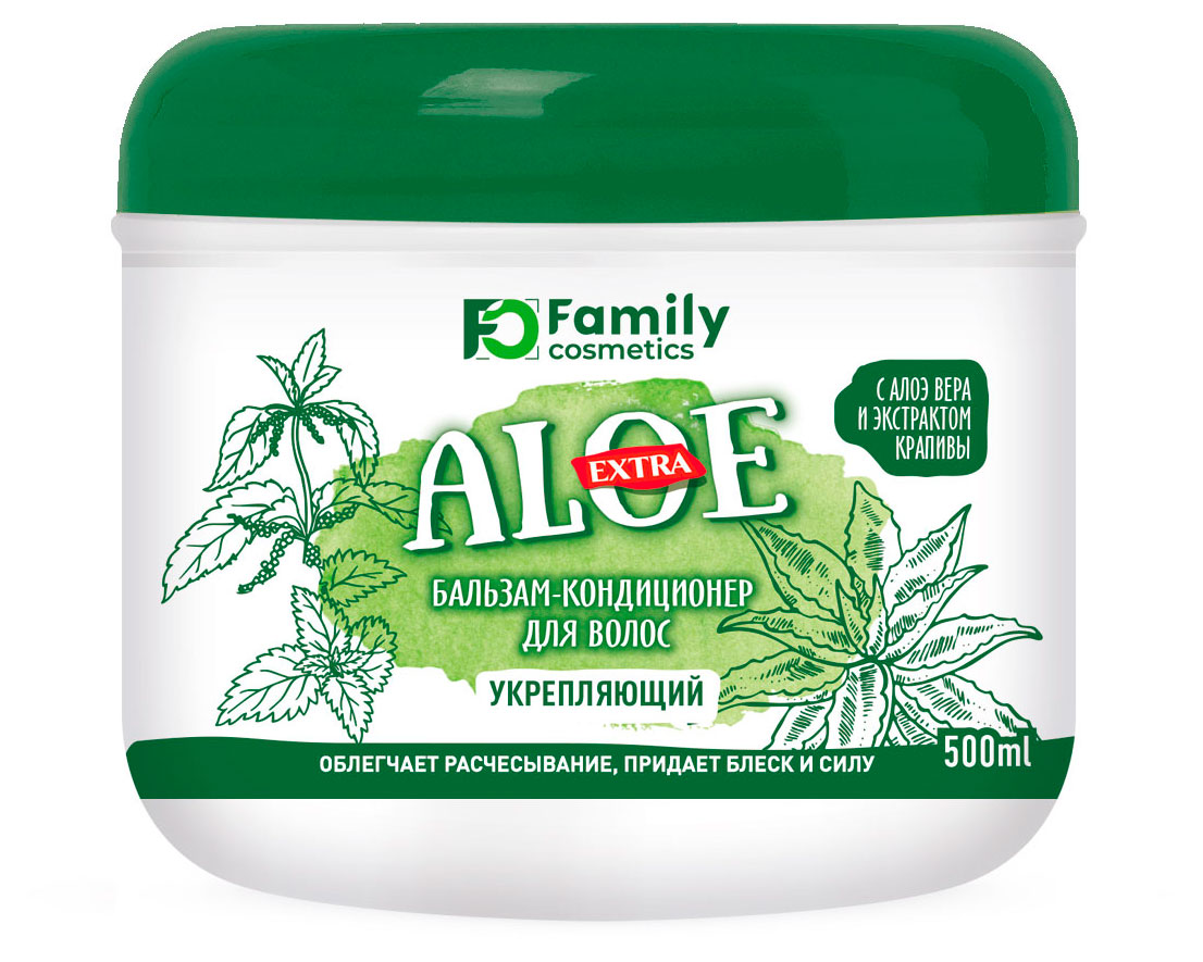 

Бальзам-кондиционер для волос Family Cosmetics с алоэ вера и крапивой, 500 мл