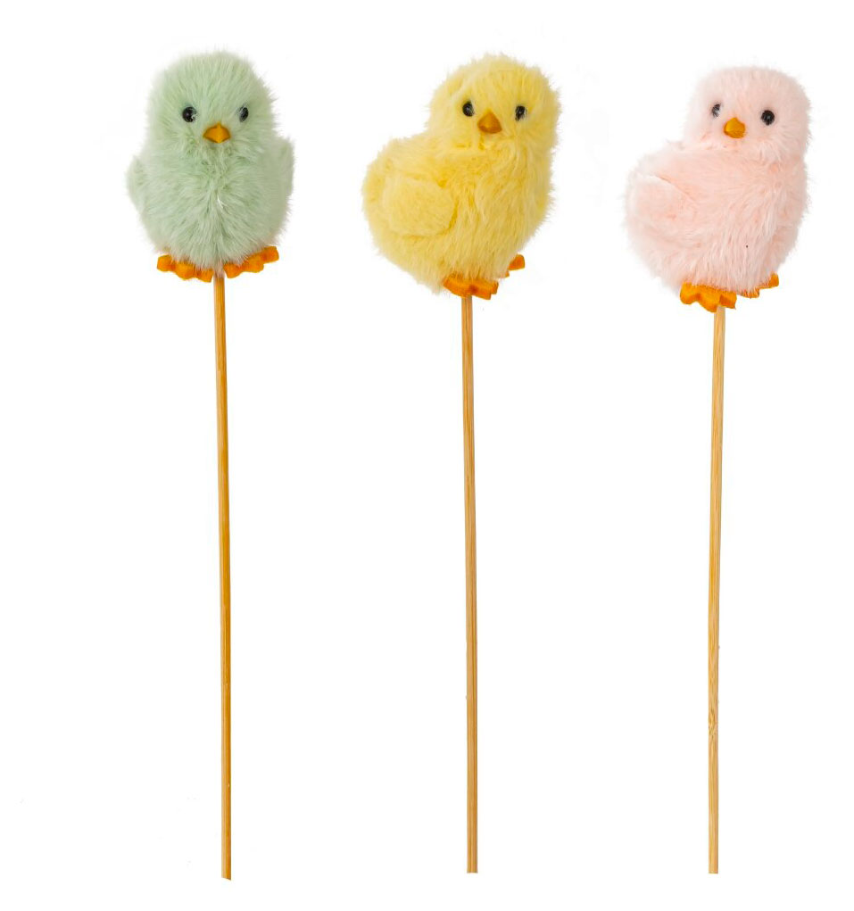 Изображение товара Фигурка декоративная пасхальная Цыпленок 4,5х3,5х29 см, 1 шт в ассортименте