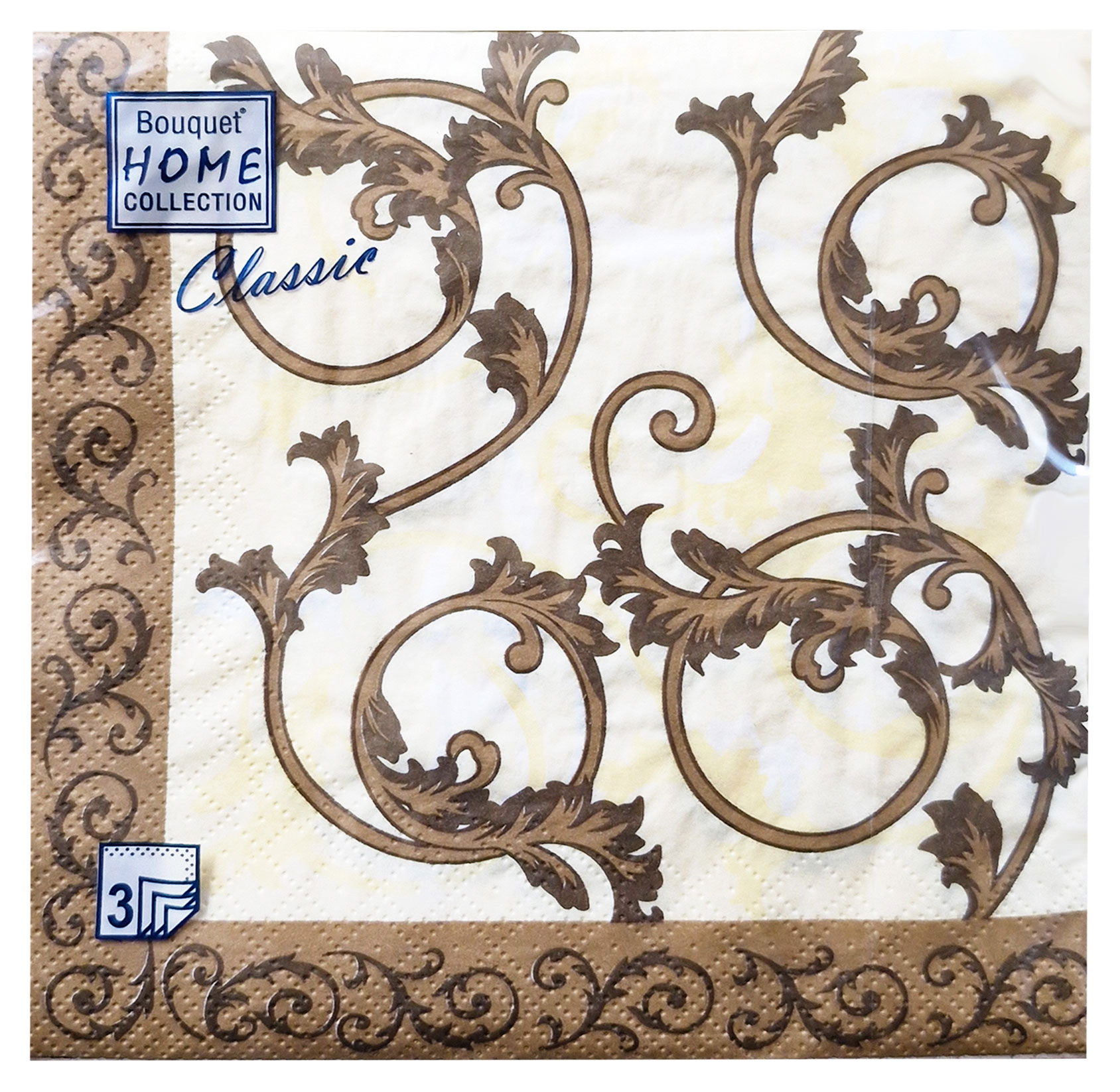 Изображение товара Салфетки одноразовые бумажные трехслойные 33х33 см леопард