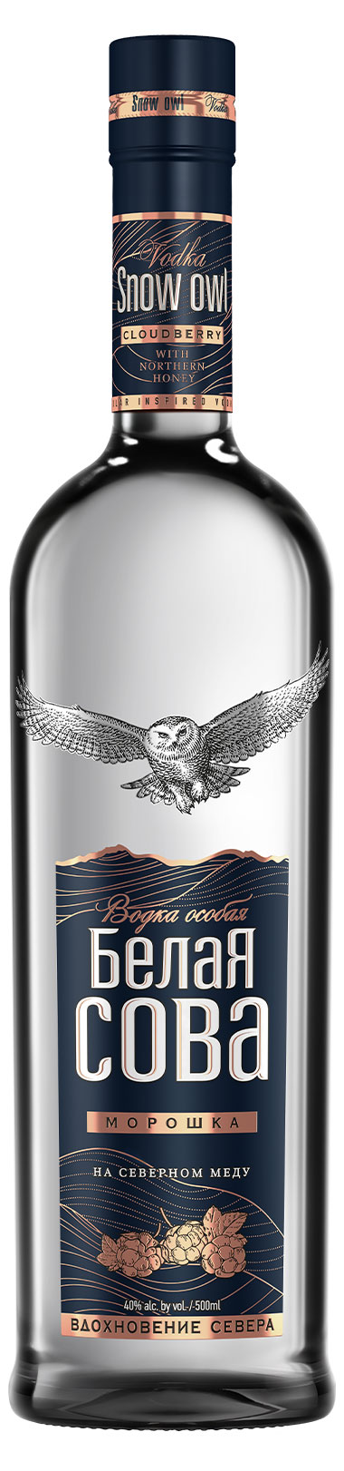

Водка Белая Сова Морошка на северном меду Россия, 0,5 л