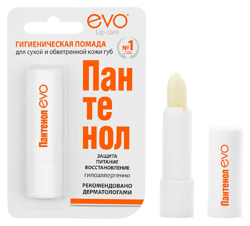 

Помада губная гигиеническая Evo Пантенол для сухой и потрескавшейся кожи губ, 2,8 г