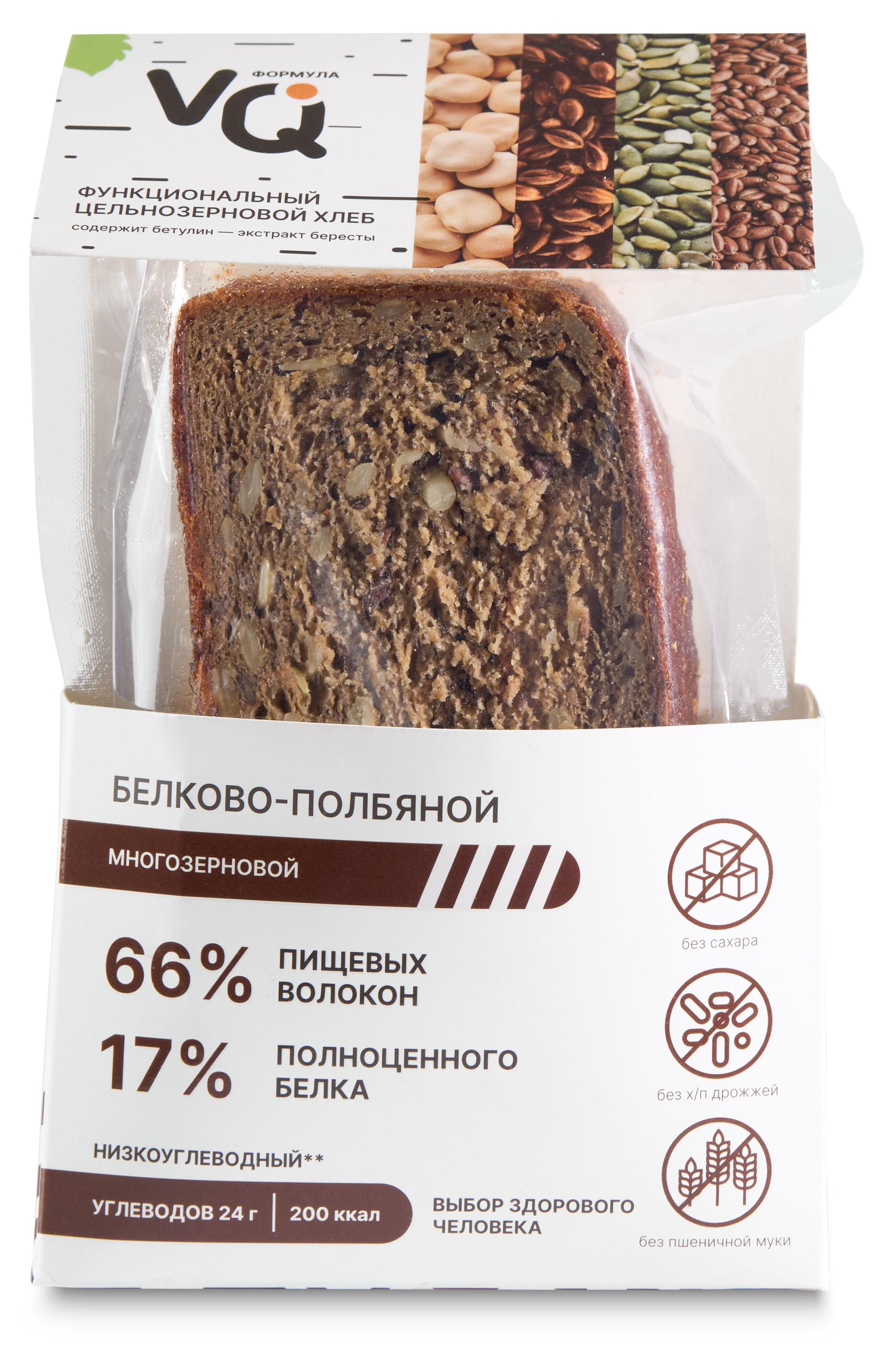 Изображение товара Белково-полбяной бездрожжевой многозерновой хлеб VQ формула, 250 г