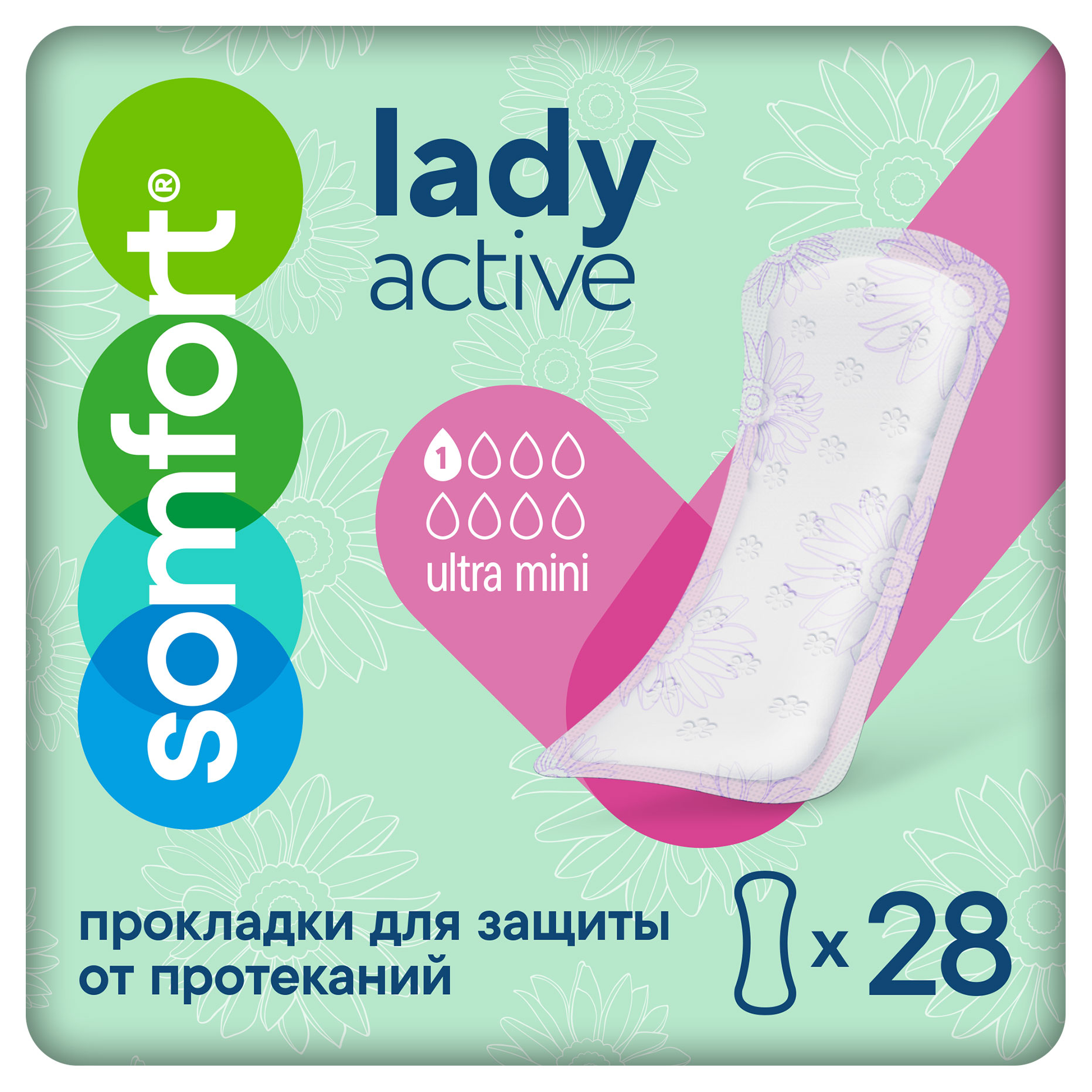 Изображение товара Прокладки ежедневные ТЕНА Lady Active ультрамаленькие 28 шт