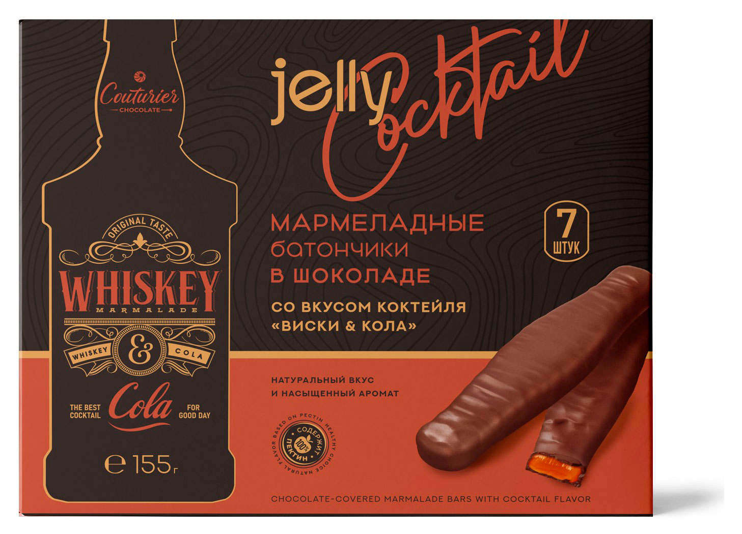 

Батончики мармеладные Couturier со вкусом виски кола в шоколаде, 155 г
