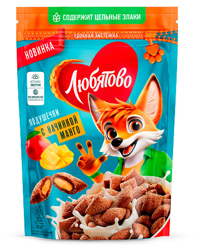 

Готовый завтрак Любятово подушечки с начинкой манго, 220 г