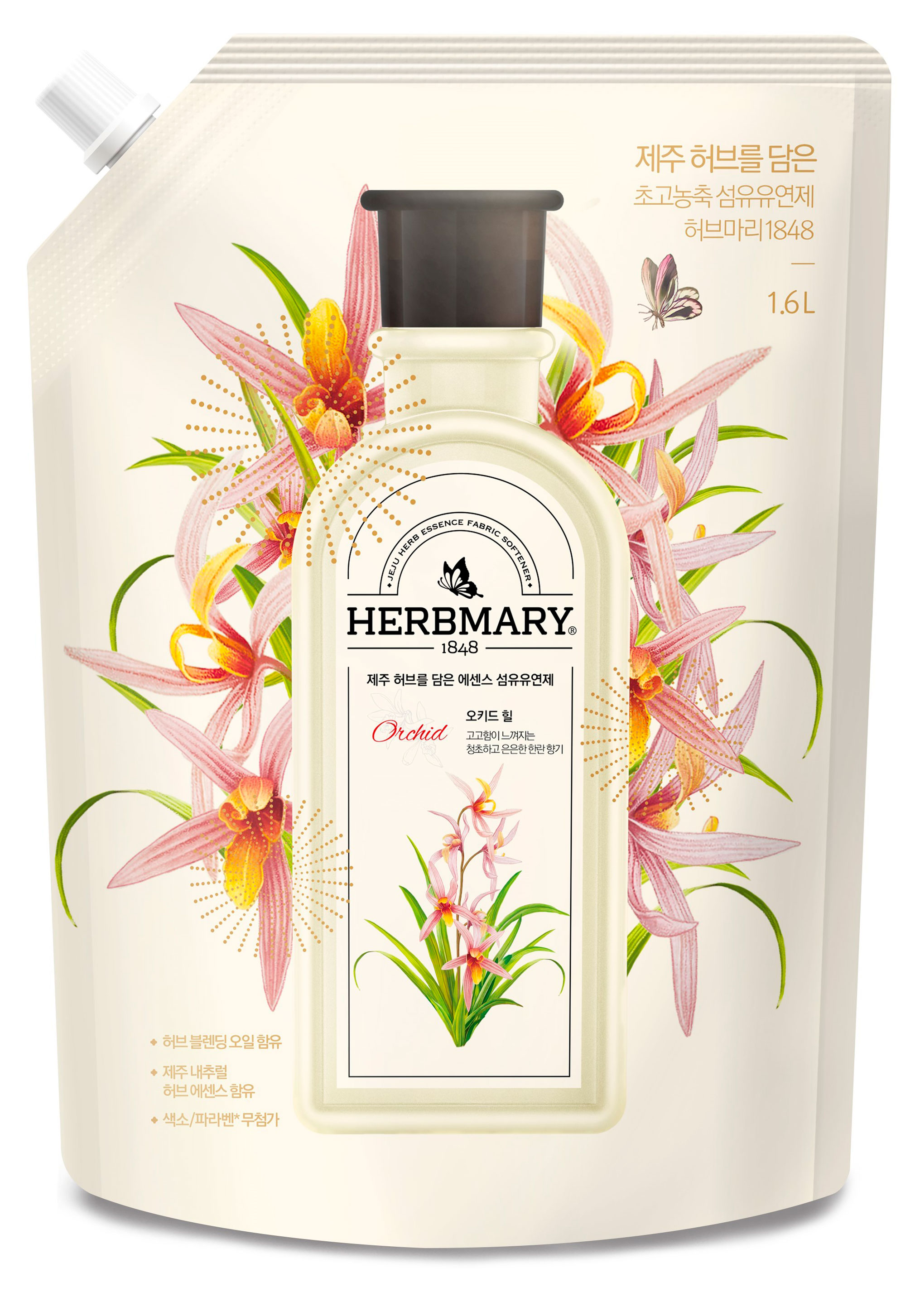 Изображение товара Кондиционер для белья Kerasys Herbmary Орхидея 1,6 л гипоаллергенный мягкий аромат