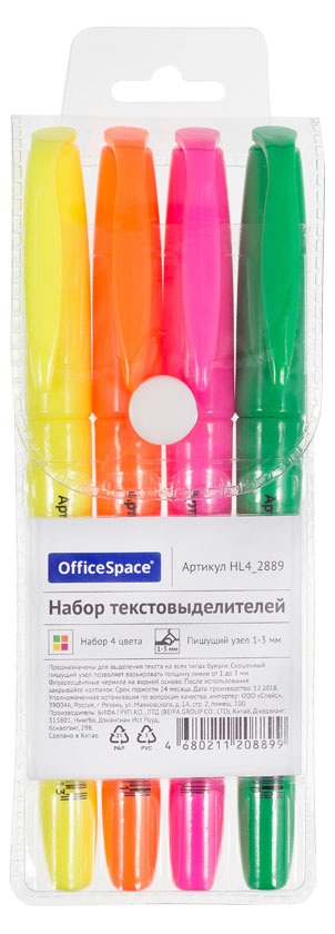 

Набор текстовыделителей OfficeSpace, 4 цвета
