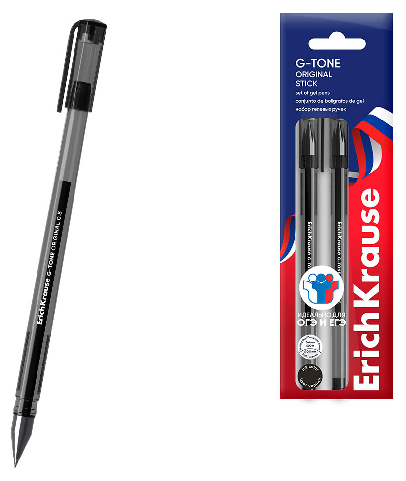 Изображение товара Набор гелевых ручек ErichKrause G-Tone для ОГЭ и ЕГЭ черные, 3 шт