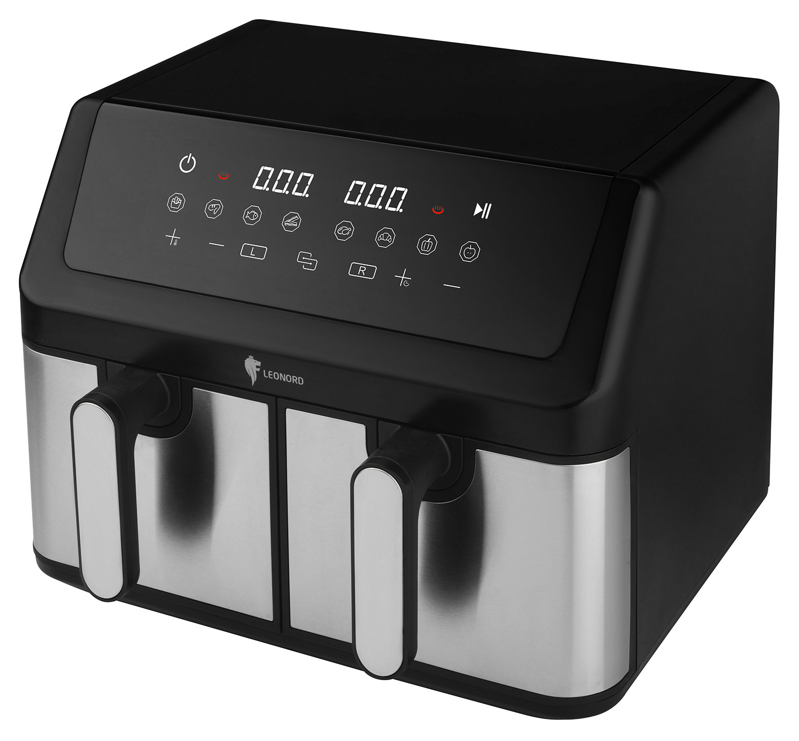 

Аэрогриль-мультипечь Leonord LE-17707 DUAL серебристо-черная 4,5 + 4,5 л