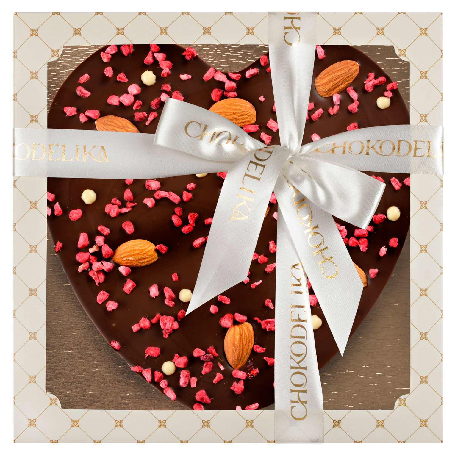 

Шоколад темный Chokodelika с миндалем Малиновое сердце, 180 г