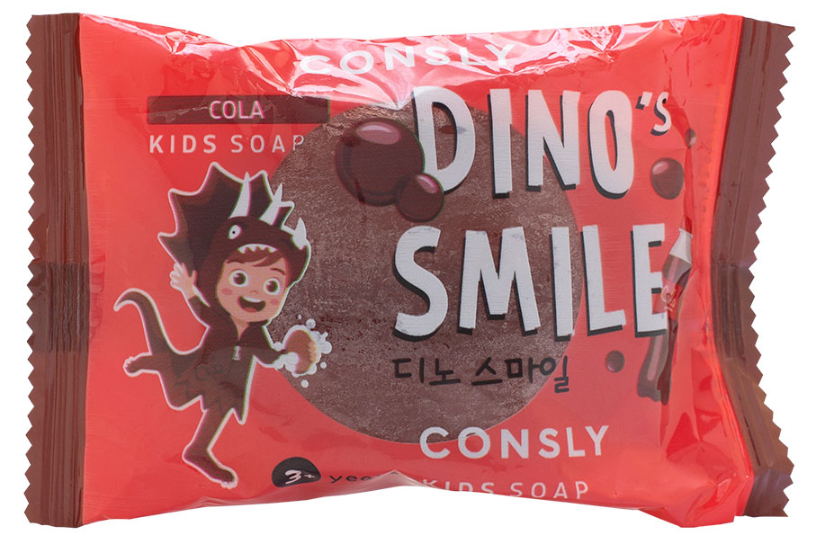 Изображение товара Детское твердое мыло CONSLY DINO's SMILE с ароматом колы 90 г для детей от 3 лет