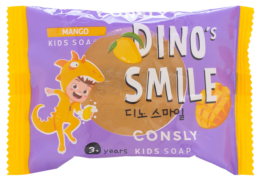 Изображение товара Детское твердое мыло CONSLY DINO's SMILE с ароматом манго 90 г для детей от 3 лет