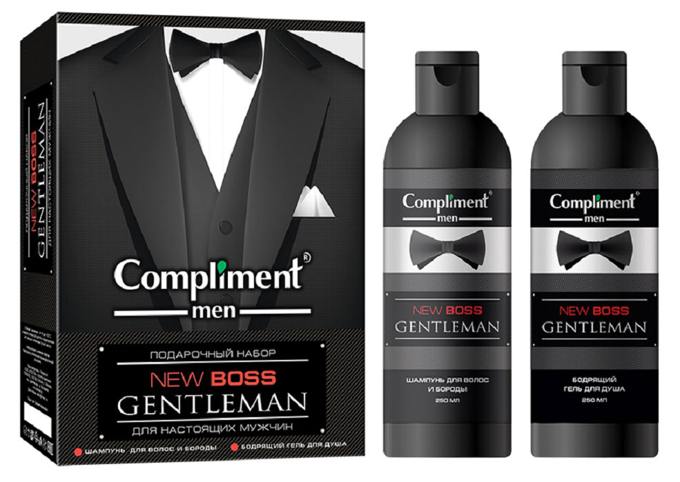Изображение товара Набор подарочный для мужчин Compliment NEW BOSS Gentleman Шампунь для волос и бороды 250 мл + Гель для душа 250 мл