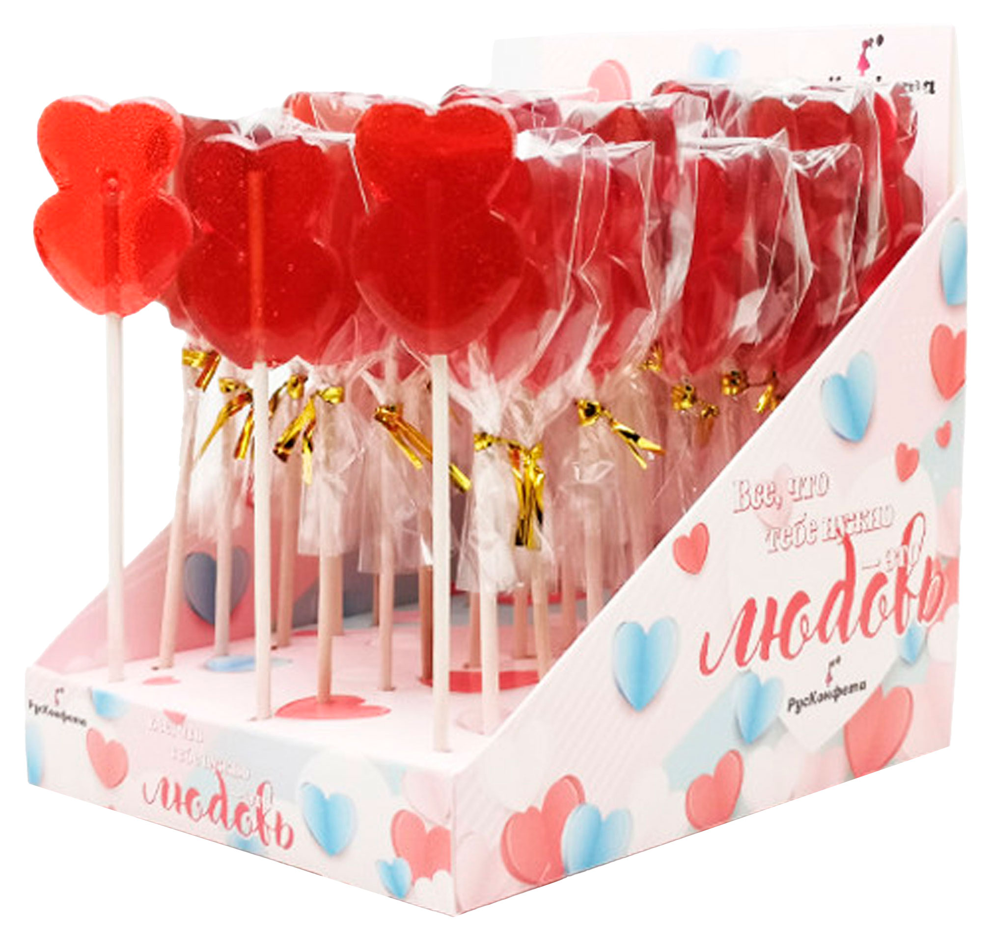 Изображение товара Карамель леденцовая РусКонфета Сердце двойное клубника 25 г