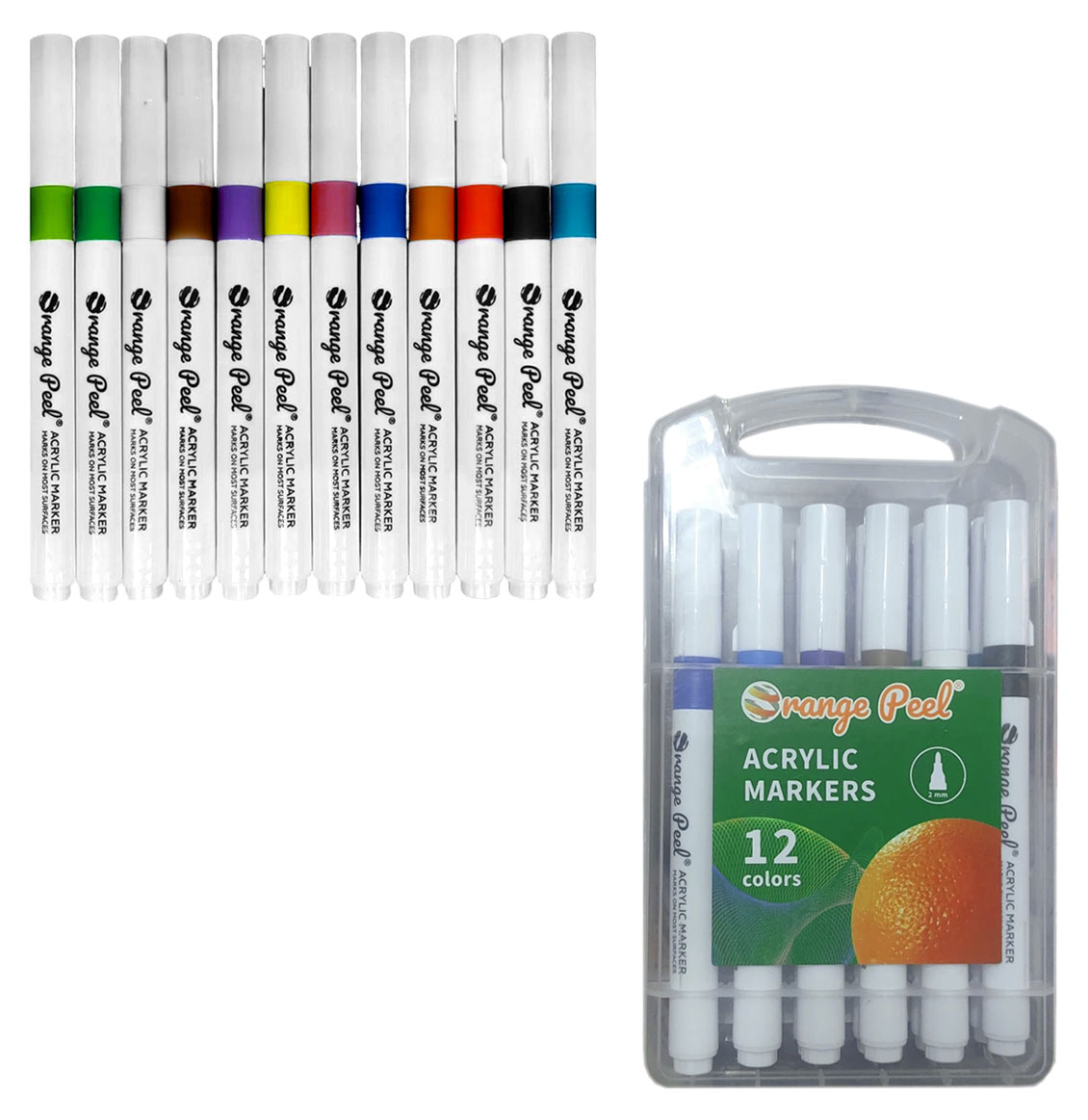 

Маркеры акриловые Orange Peel 2мм, 12 цветов