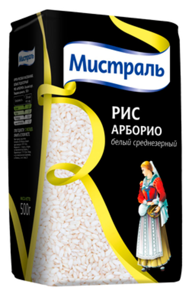 Изображение товара Рис Мистраль Арборио белый среднезерный 500 г для ризотто и итальянских блюд