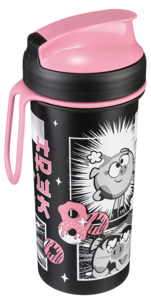 Изображение товара Стакан «Смешарики» с крышкой с петлей розовый, 400 мл