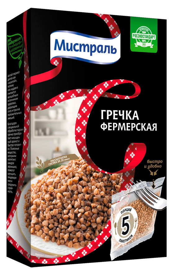 Изображение товара Гречка «Мистраль» Фермерская в пакетиках для варки, 5x80 г