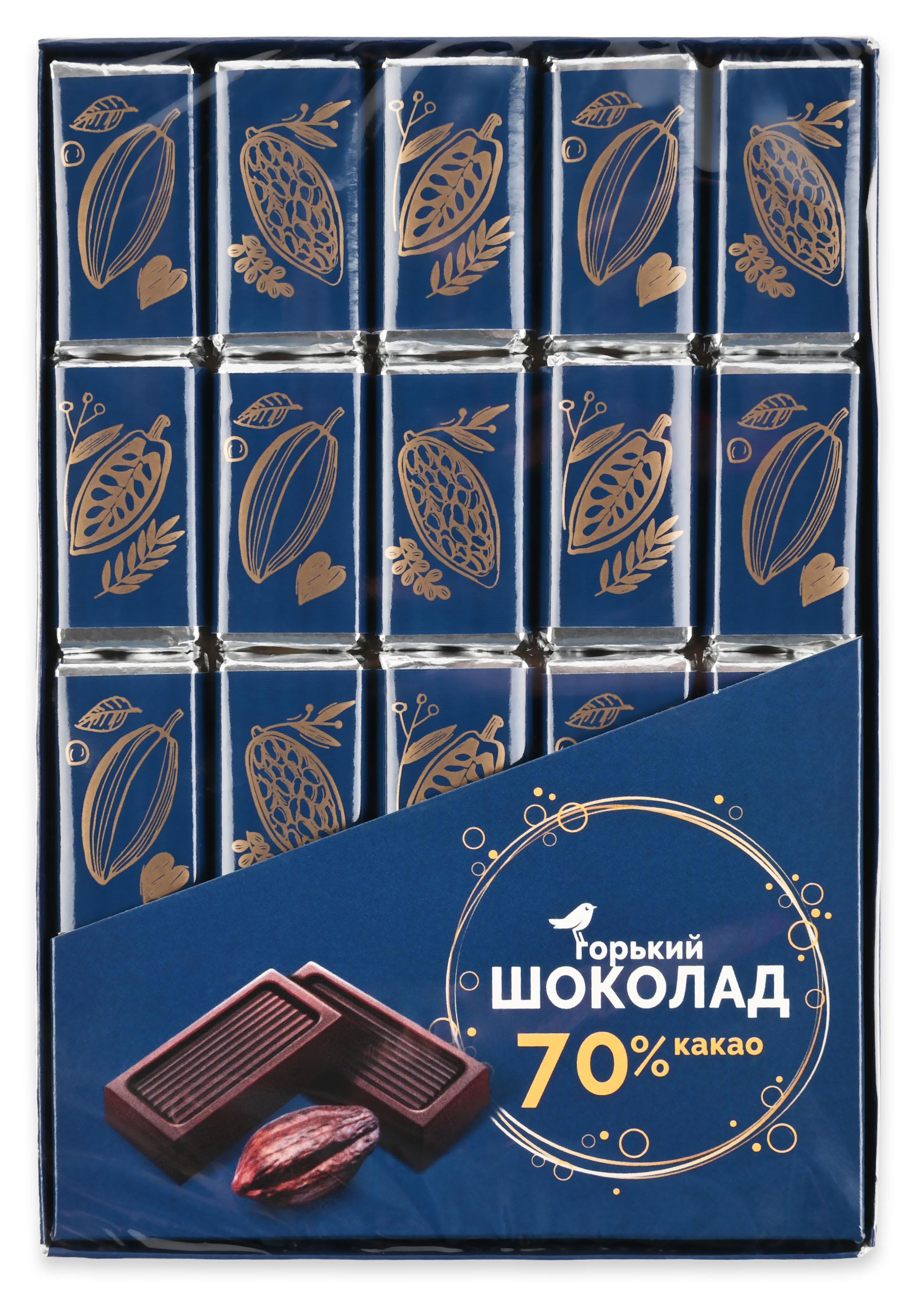 

Шоколад горький АШАН Красная птица 70% какао, 20х5 г