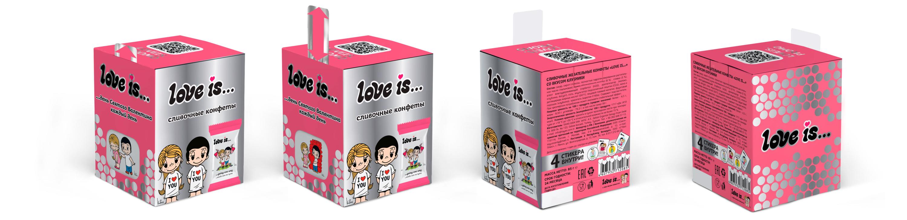 Изображение товара Жевательные сливочные конфеты Love Is со вкусом клубники, 85 г