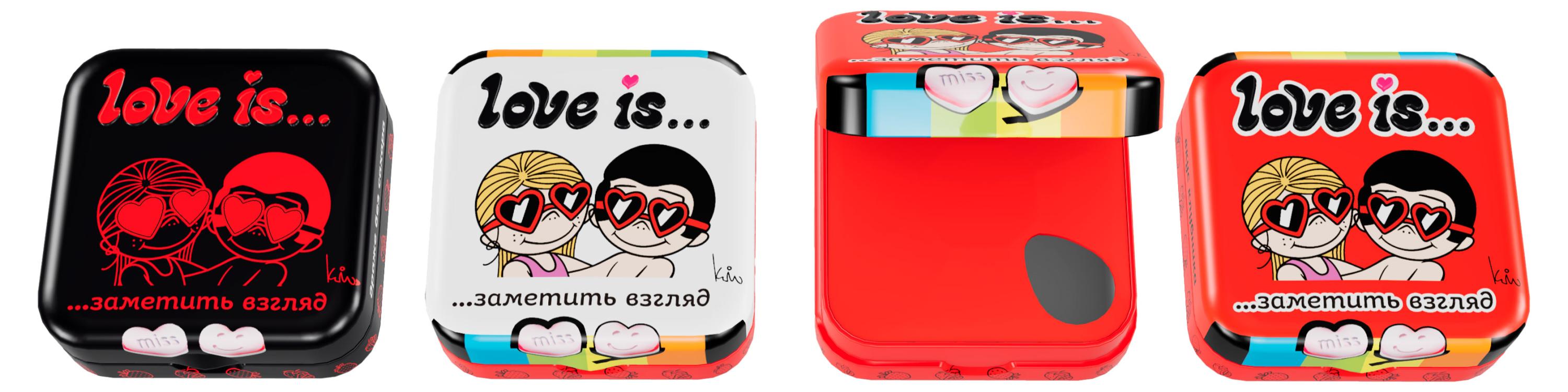 Изображение товара Конфеты Love Is со вкусом клубники в форме сердца 20 г упаковка