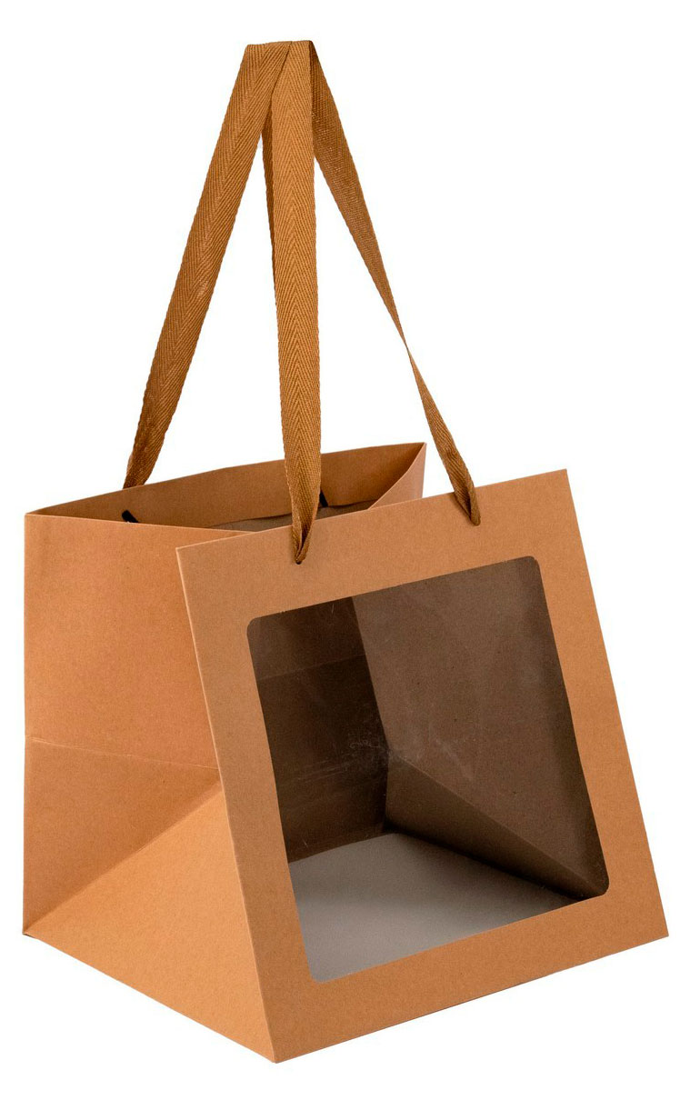 Изображение товара Сумка-пакет Азалия Дектор Натуральный крафт с окном 25x25x25 см