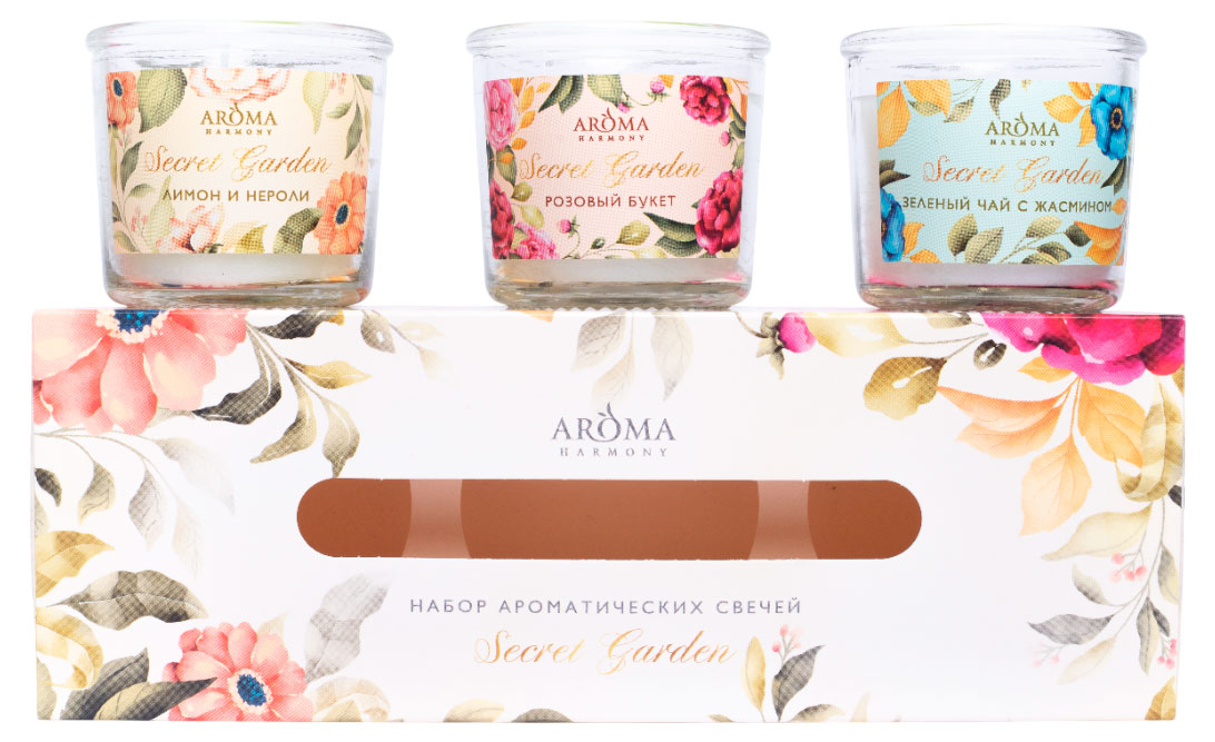 

Набор свечей Aroma Harmony Secret Garden, 3х60 г