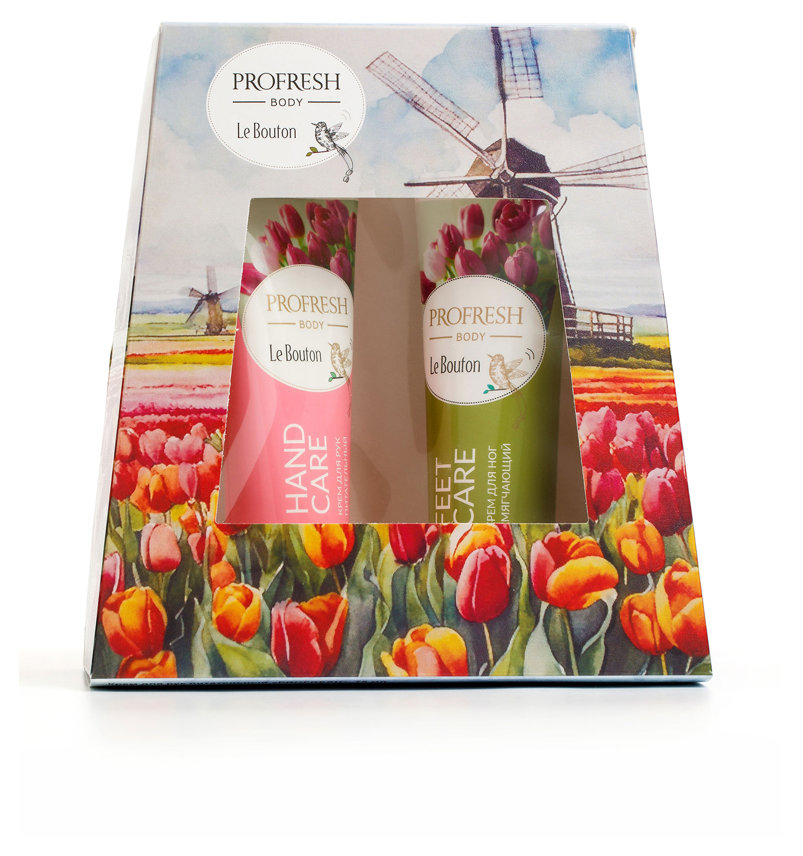 

Набор подарочный Profresh-Le Bouton Тюльпаны, Крем для рук питательный 75 мл + Крем для ног смягчающий 75 мл