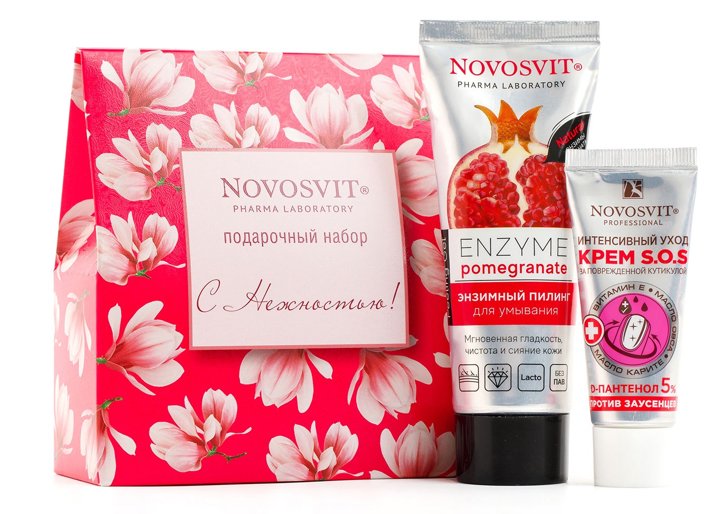 

Набор подарочный Novosvit С нежностью, Энзимный пилинг для умывания 75 мл + Крем S.O.S интенсивный уход против заусенцев 20 мл
