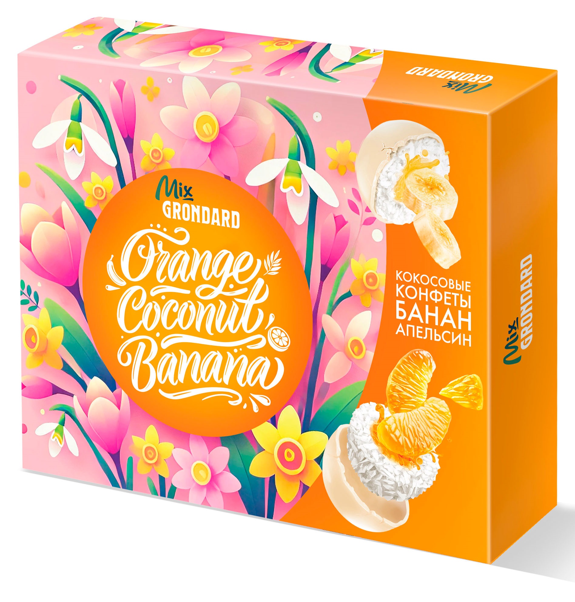 

Конфеты кокосовые Mix GRONDARD банан апельсин, 112 г