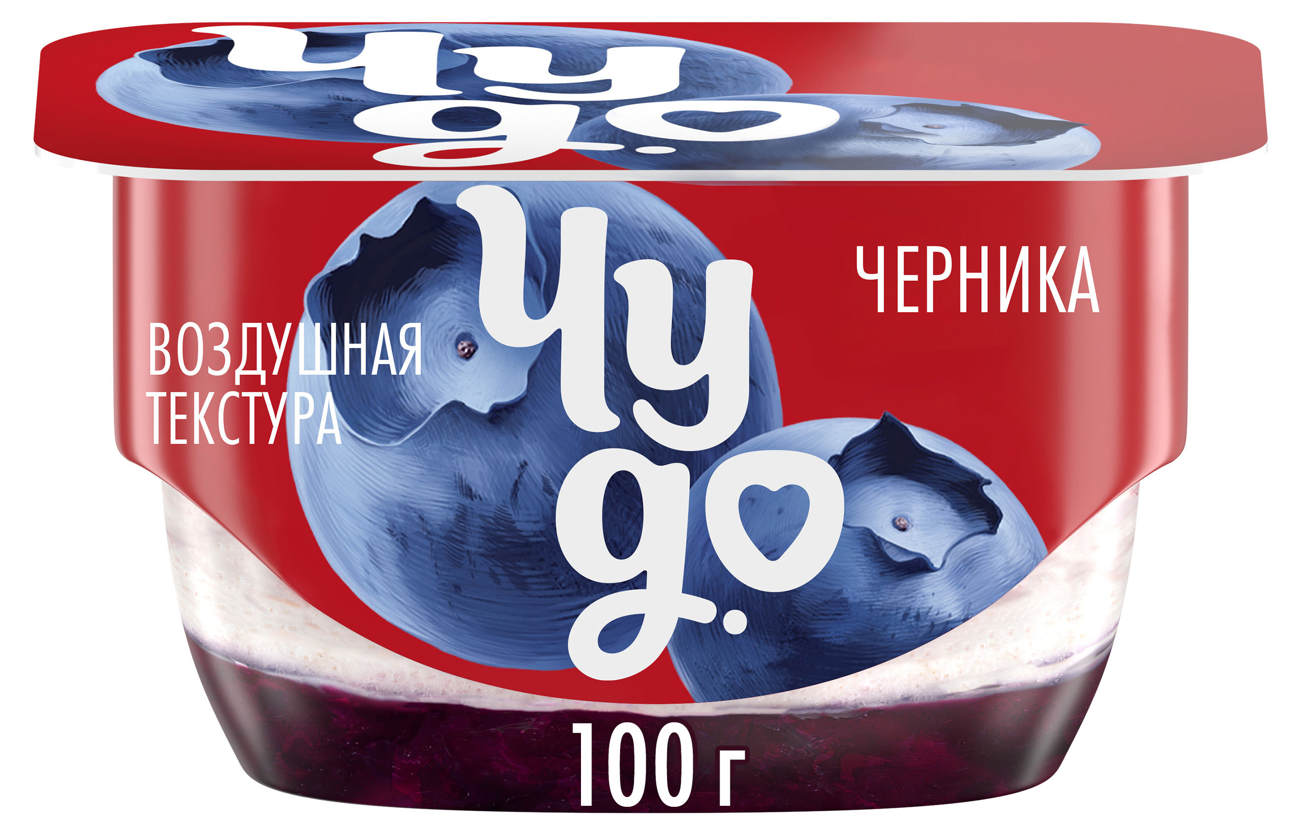 Изображение товара Творожок Черника 4,2% БЗМЖ Чудо 100 г воздушный с ягодами