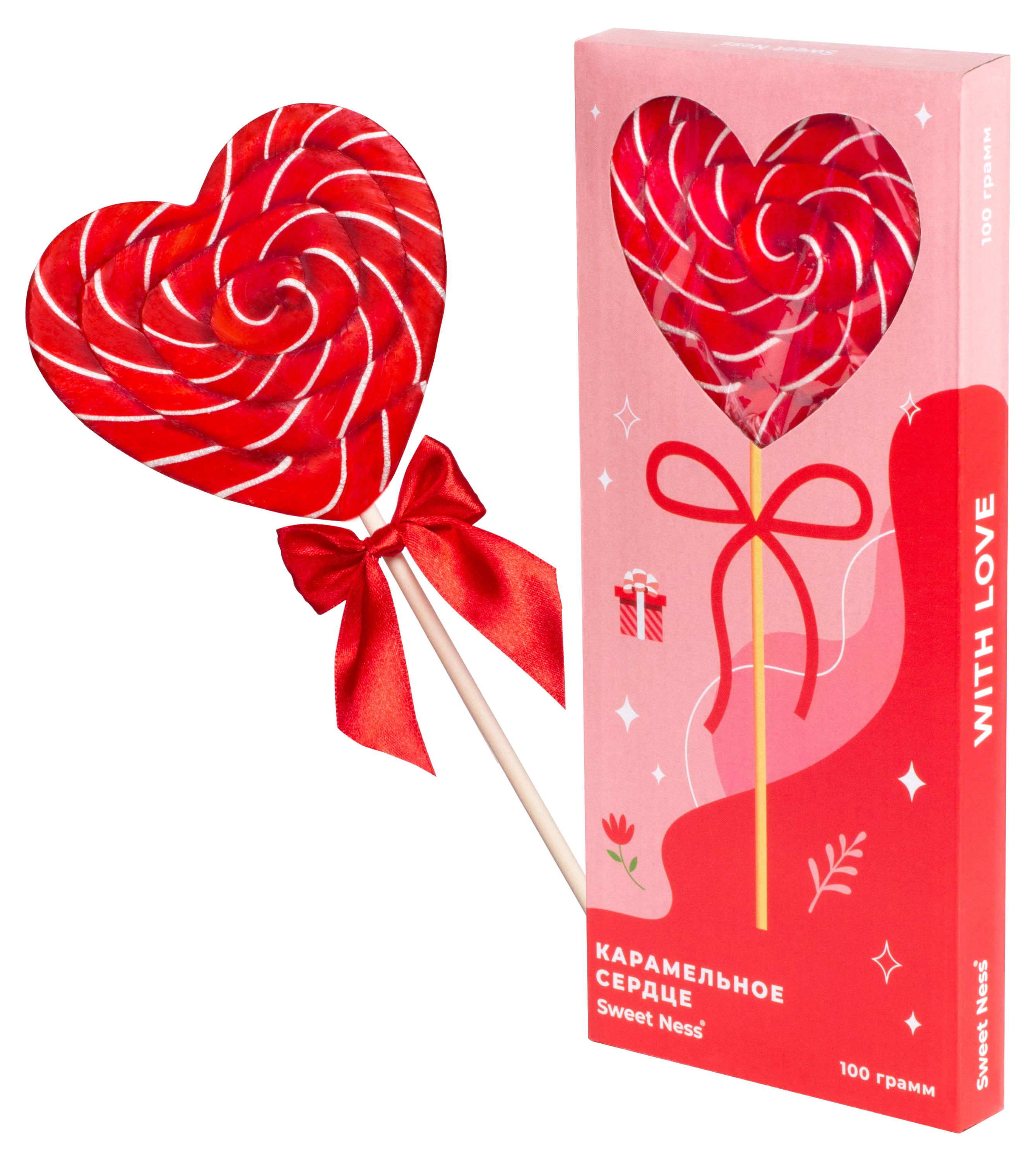 Изображение товара Карамель леденцовая фигурная Sweet Ness в форме сердца 100 г