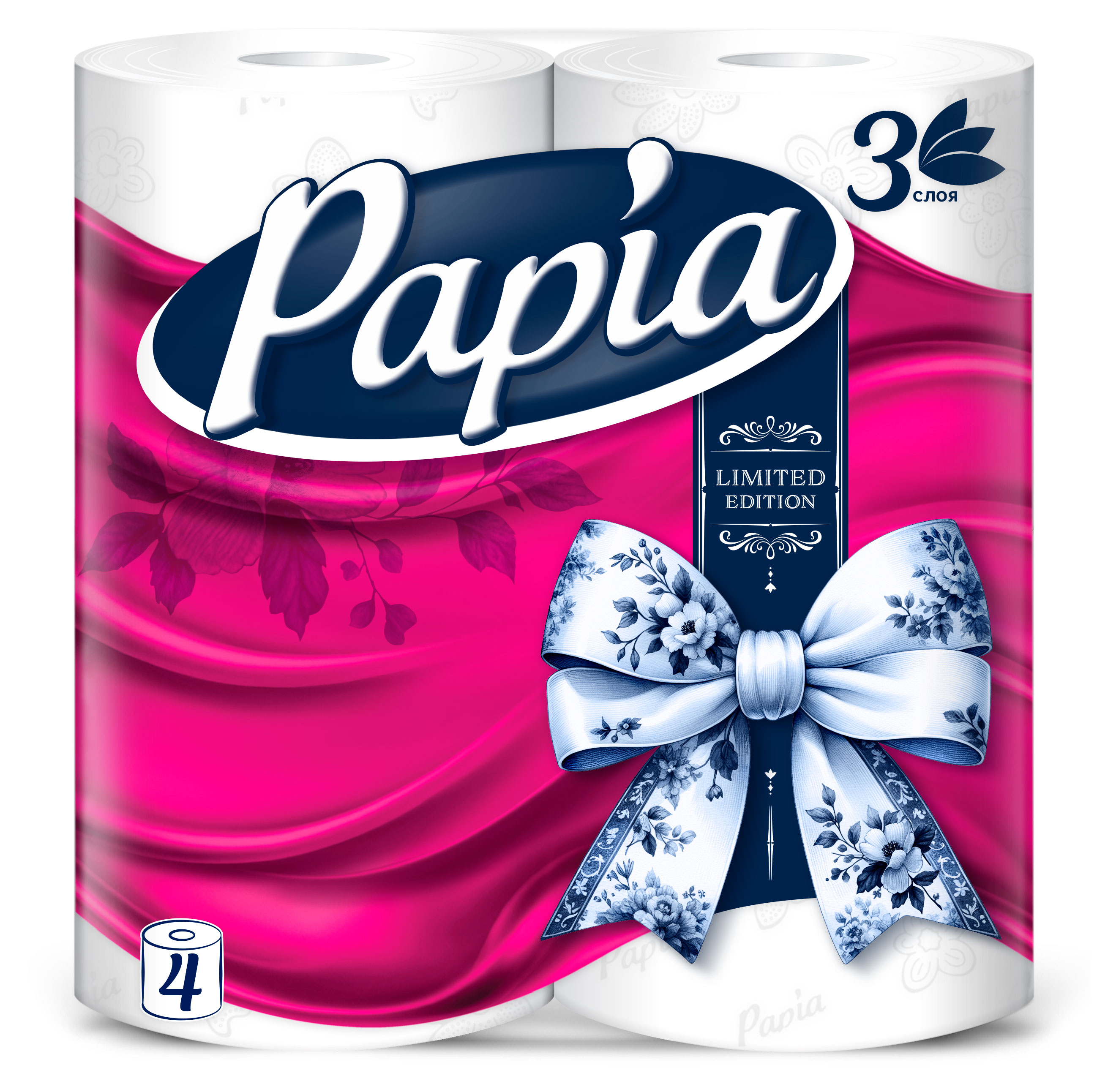 

Туалетная бумага Papia белая 3 слоя, 4 рулона