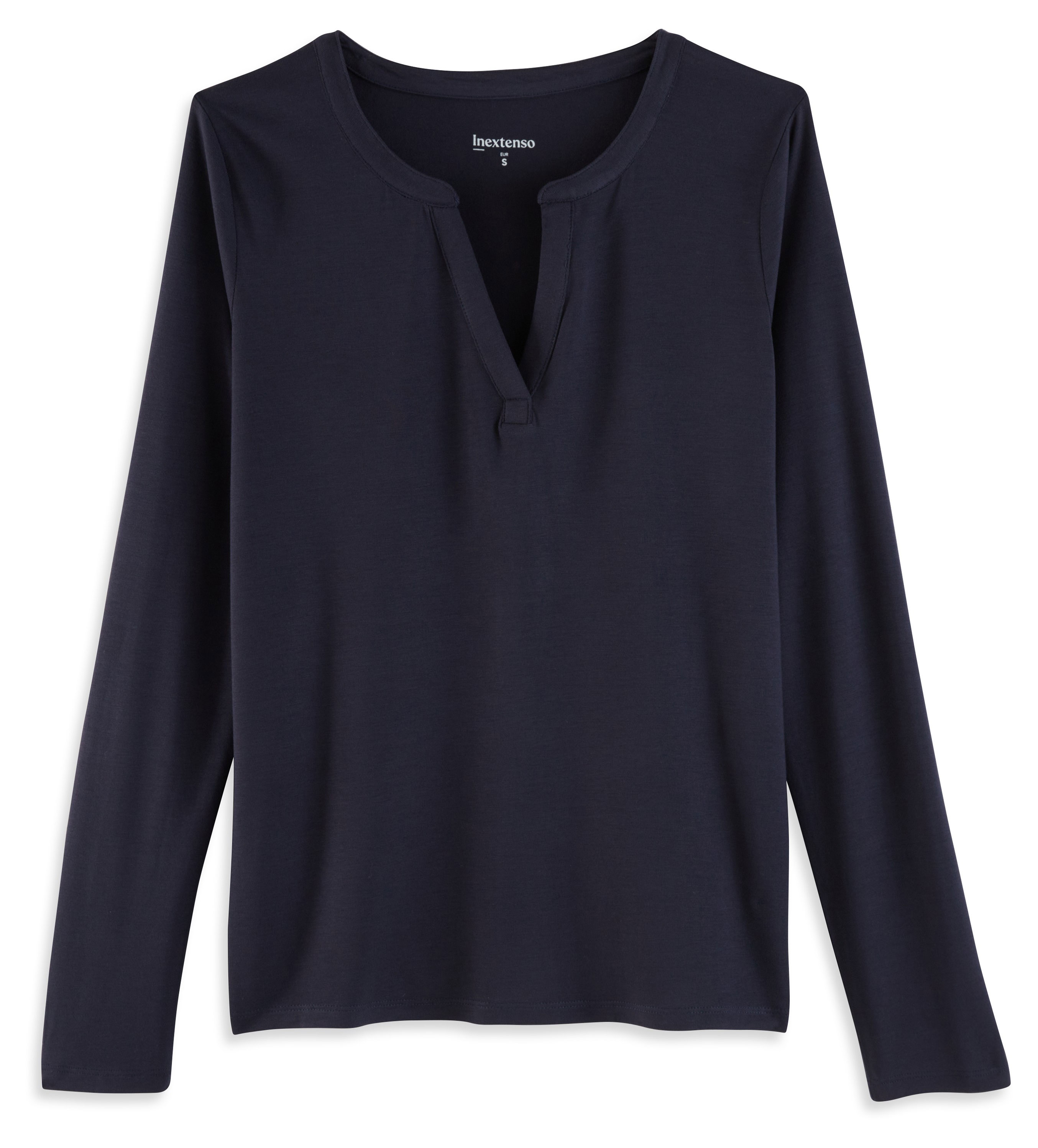 Изображение товара Женская футболка InExtenso темно-синяя длинный рукав повседневный стиль
