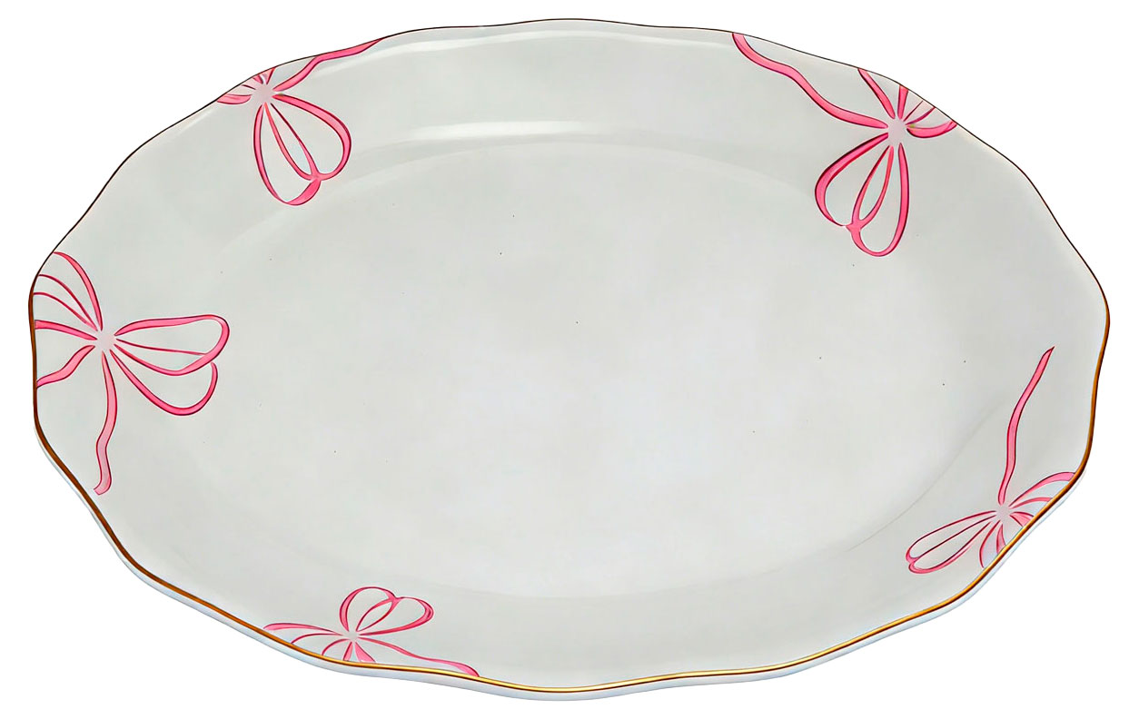 Изображение товара Большая тарелка-блюдо 31 см с узором из бантиков для подачи закусок и десертов