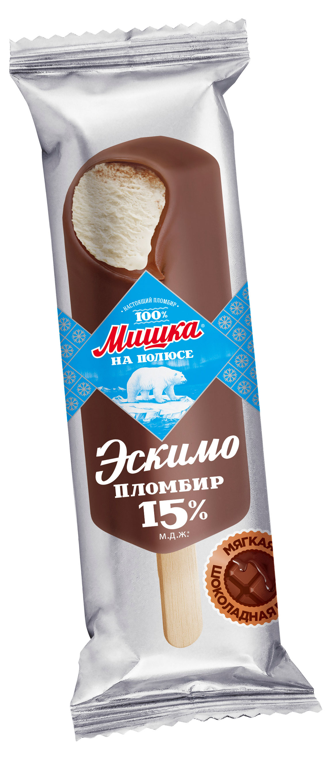 

Мороженое пломбир Мишка на полюсе Эскимо в горячем шоколаде 15%, 70 г