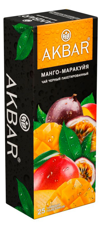 Изображение товара Чай черный AKBAR со вкусом манго маракуйя, 25 шт х 1,5 г